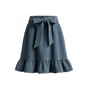 Pilcro Anthropologie Teal Amora Tie Waist Skirt with Bow